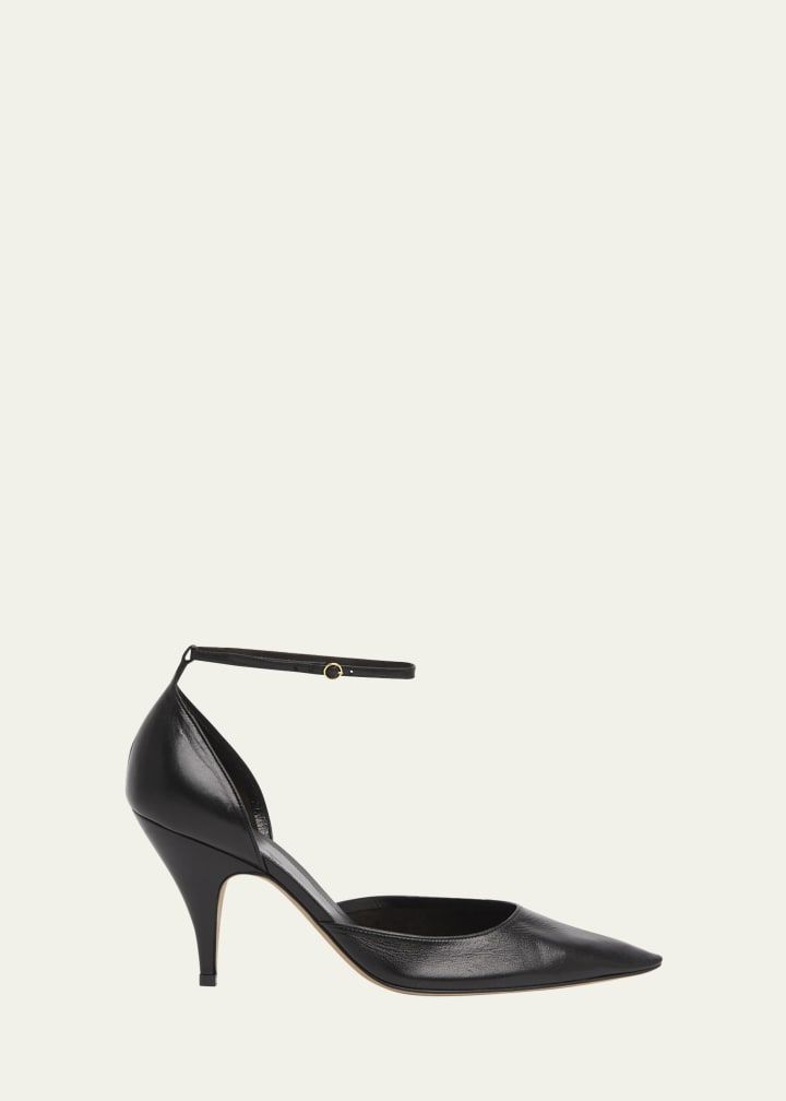 Liisa Leather D'orsay Ankle-Strap Pumps