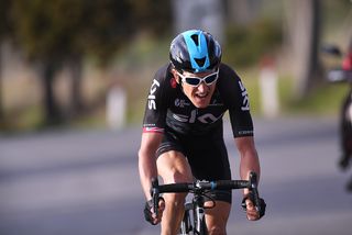 Geraint Thomas en route to winning stage 2 at