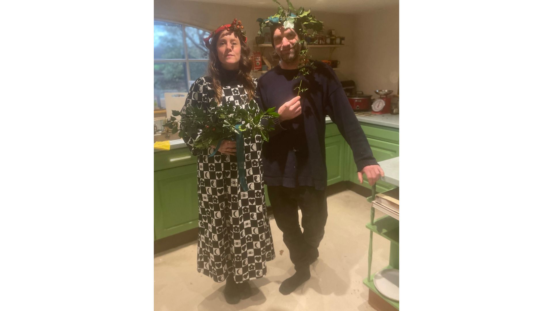 Bryony Kimmings wearing a flower crown