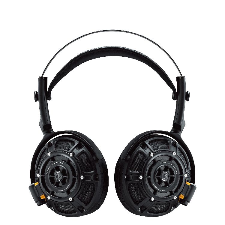 The Yamaha YH-5000SE over-ear headphones standing upright on a white background.