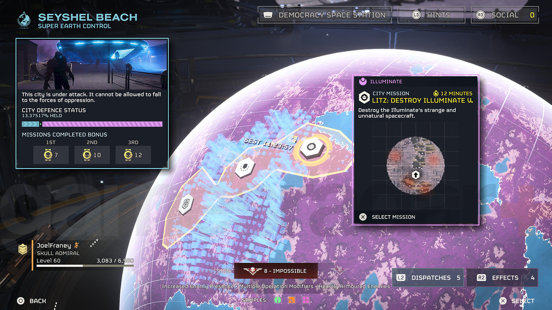 A player picks a Blitz mission in Helldivers 2