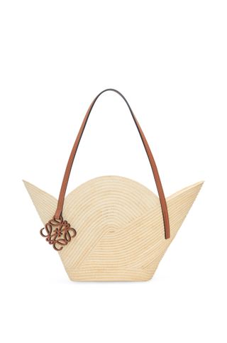 Loewe, + Paula's Ibiza Petal Basket Leather-Trimmed Raffia Tote Bag