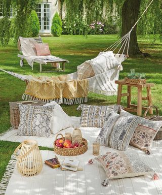 garden picnic with textiles from Walton & Co