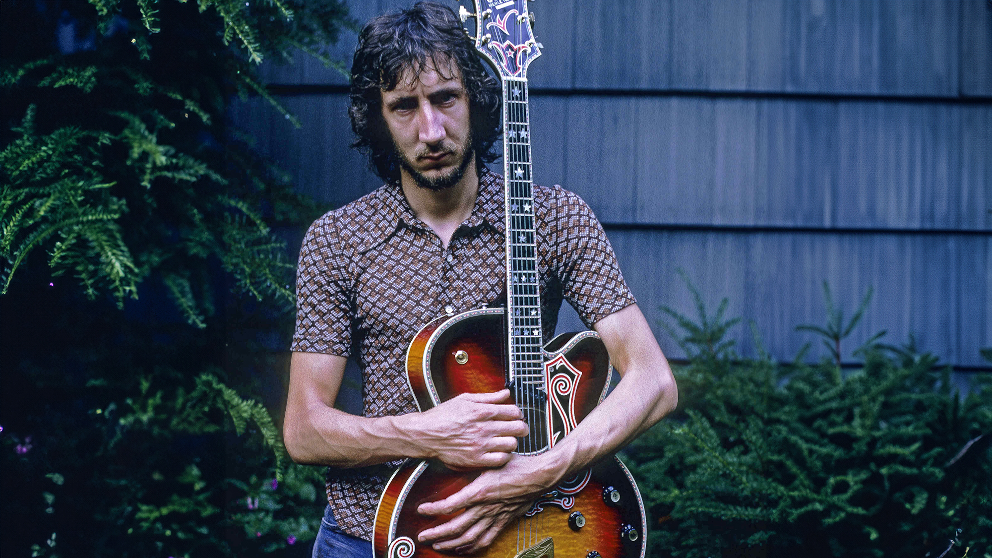 Pete TOWNSHEND, of The Who, posed, in Locust Valley, Long Island, 1971