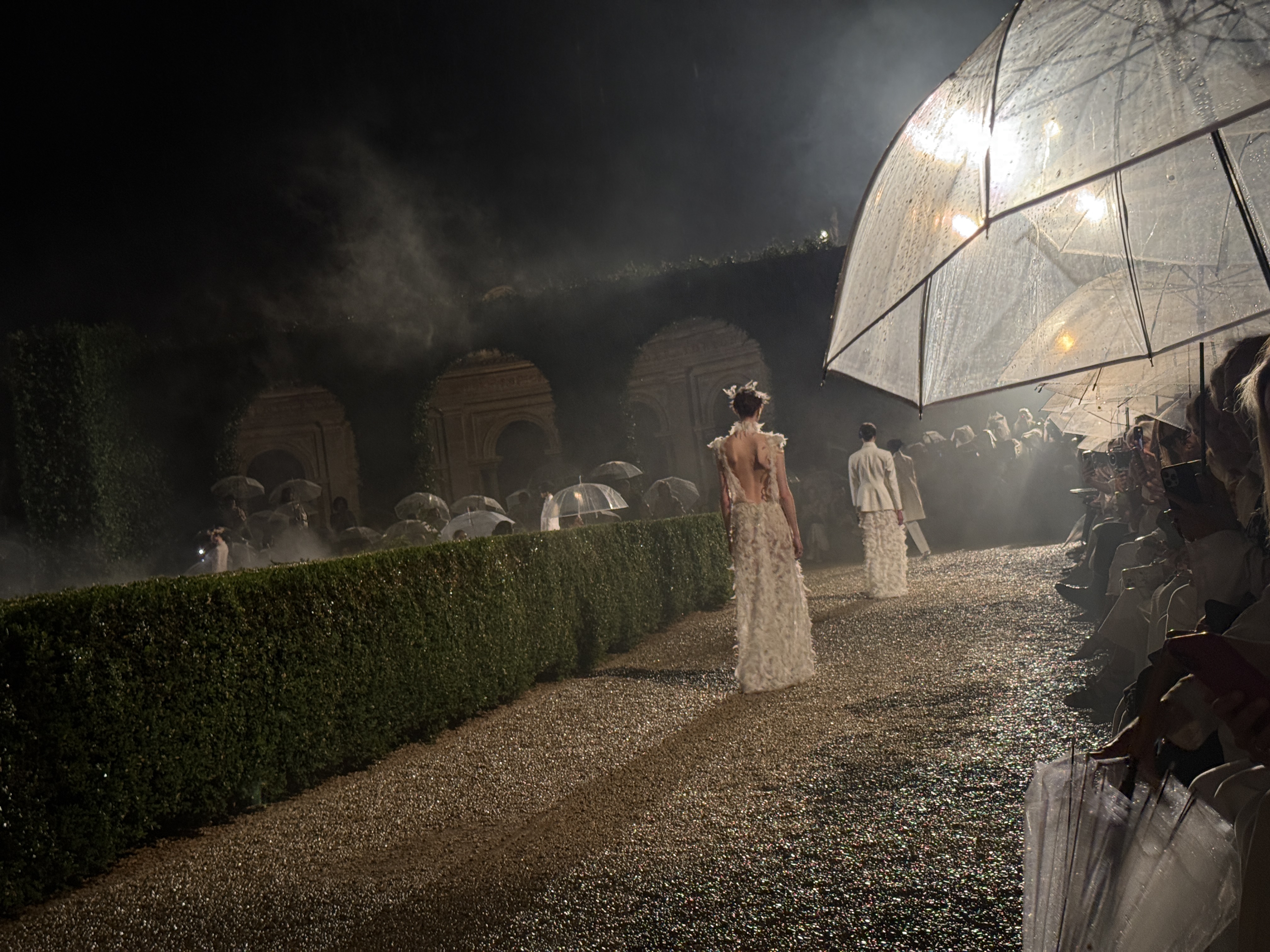 Model on the runway at the Dior Cruise 2026 runway show in Rome.