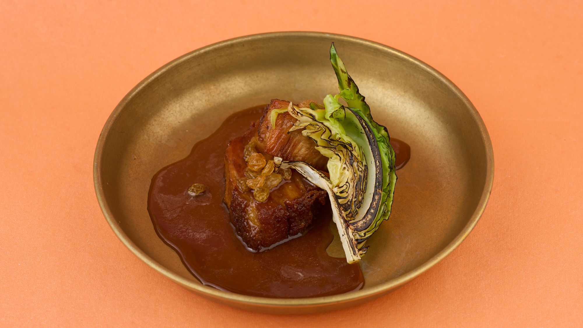 Dark rum and raisin glazed pork belly at Marvee's Food Shop, Ladbroke Grove, London