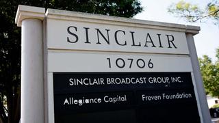 COCKEYSVILLE, MARYLAND - JULY 17: The sign for Sinclair Broadcast Group, Inc. is seen near their headquarters on July 17, 2024 in Cockeysville, Maryland. Sinclair is the second-largest television station operator in the U.S., with 193 stations across the country in over 100 markets. (Photo by Kevin Dietsch/Getty Images)