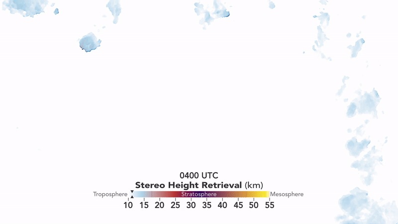 video clip shows the height of the volcanic plume generated by an underwater volcano called Hunga Tonga-Hunga Ha&lsquo;apai 