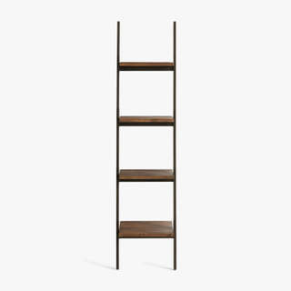 ladder bookshelf with wooden shelves