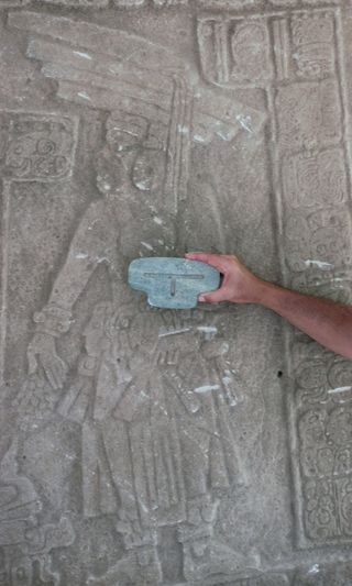 An image of the pendant was also seen on a carved image of a king at the site where the pendant was unearthed.
