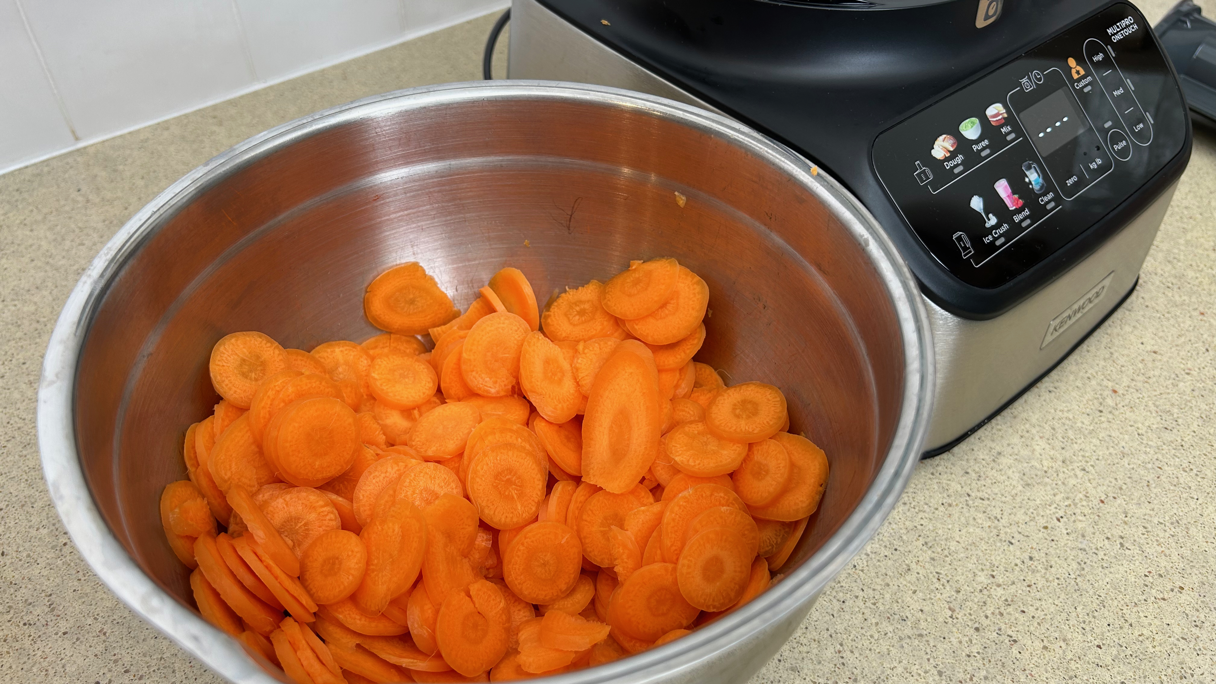 Carrots sliced using Kenwood MultiPro OneTouch Food Processor and Blender