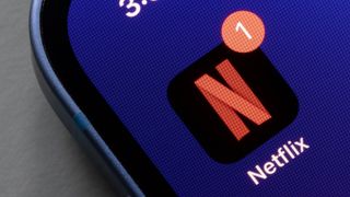 The Netflix logo on an iPhone