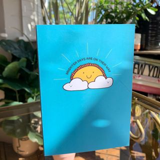 scribbler brighter day card with image of sun and cloud with a smiley face