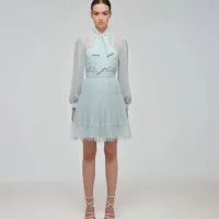 Pale Green Chiffon Mini Dress, Was £290, Now £175 | Self Portrait