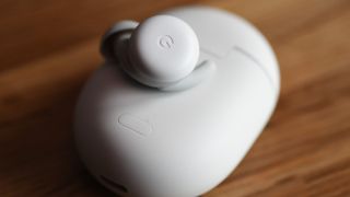 Google Pixel Buds A-Series on their case
