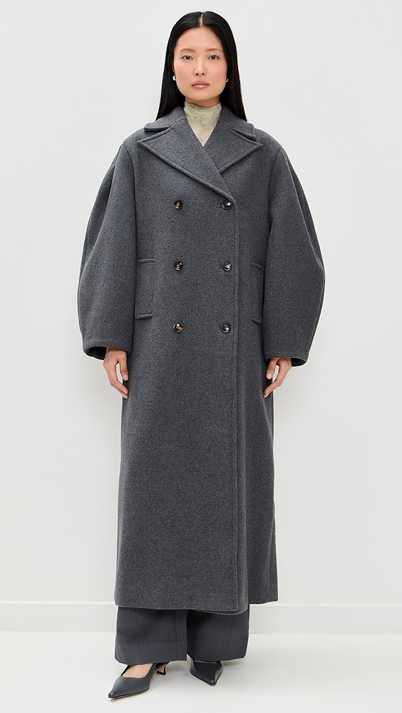 Ganni Peacoat Wool Trench Coat