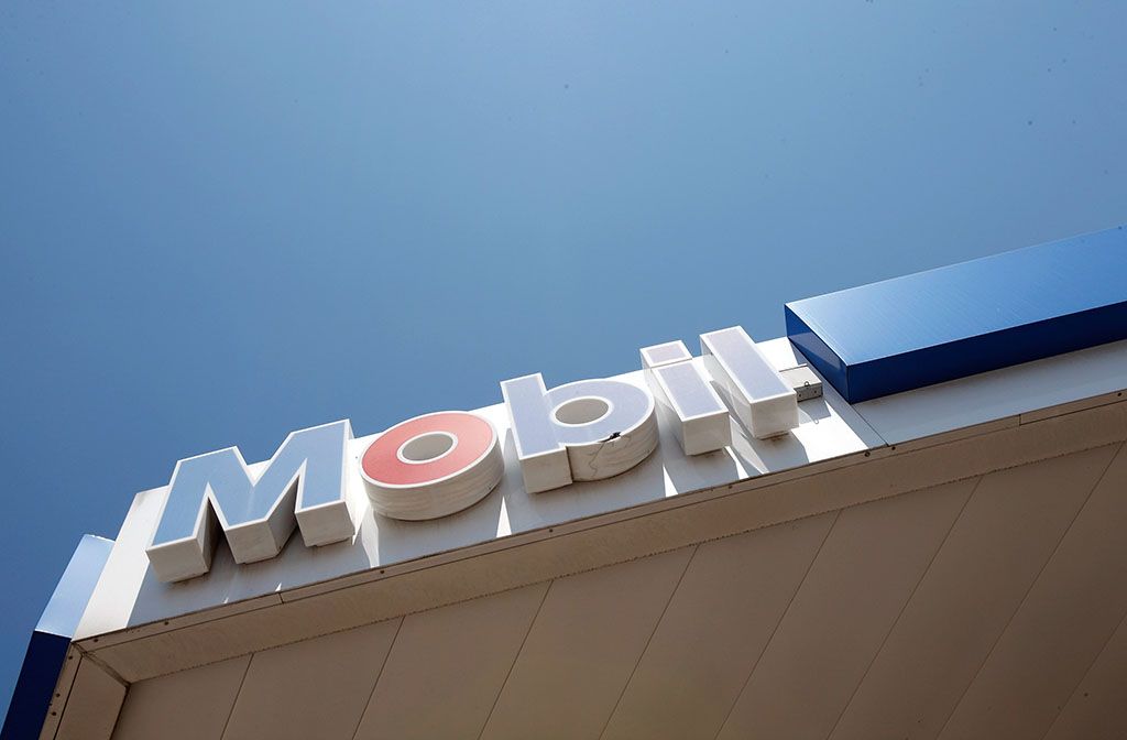 An Exxon Mobil sign. 