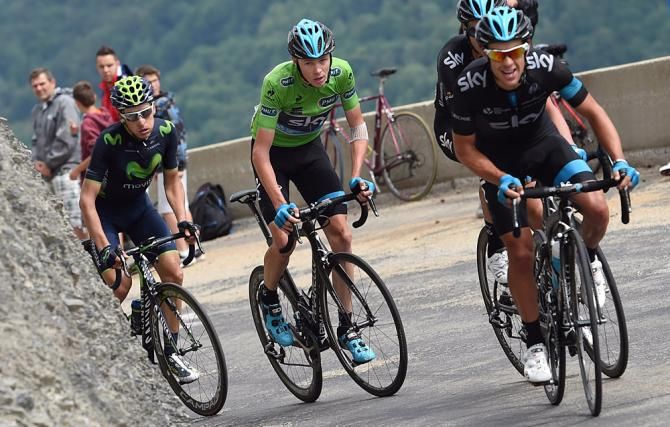 Chris Froome (Sky) is out of the saddle climbing