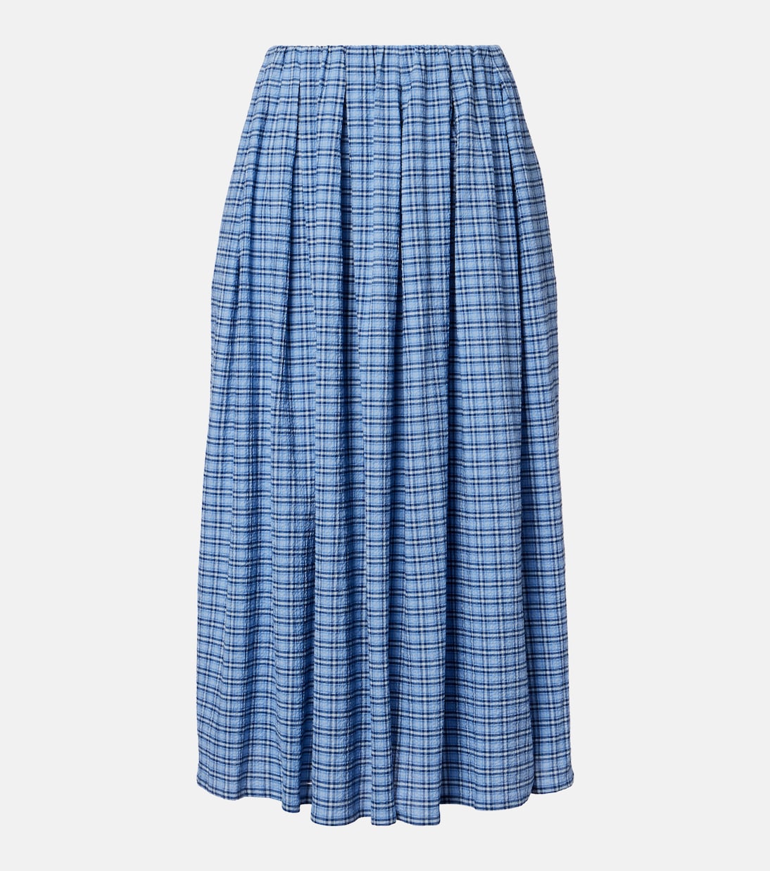 Agora Checked Cotton Midi Skirt in Blue - Faithfull