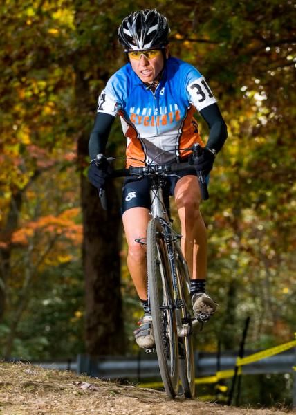 Stacey Barbossa (Montclair Cyclists) focuses on the approaching decent.