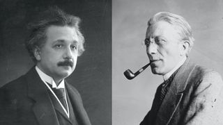 Albert Einstein (left) and rival physicist Ludwik Silberstein (right).