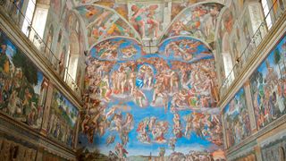 The inside of the Sistene Chapel in the Vatican City