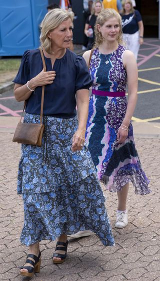Sophie, Countess of Wessex and Lady Louise Windsor leave the NEC
