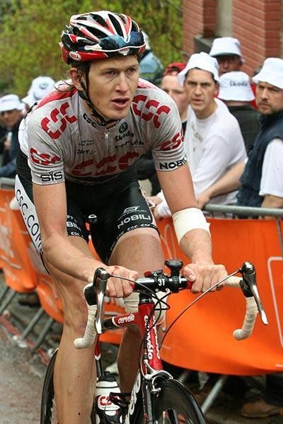 Gustav Erik Larsson (Team CSC) after his crash in the finale.