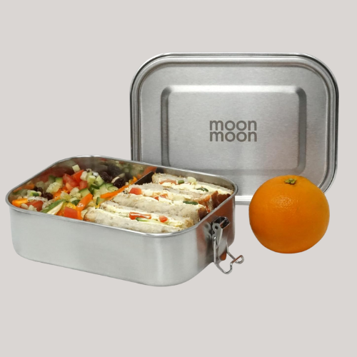 Moonmoon Stainless Steel Lunch Box (1.2 Litre) | Leakproof Metal Bento Box With Compartments | Salad &amp;amp; Sandwich Tin for Adults and Children | Bpa Free