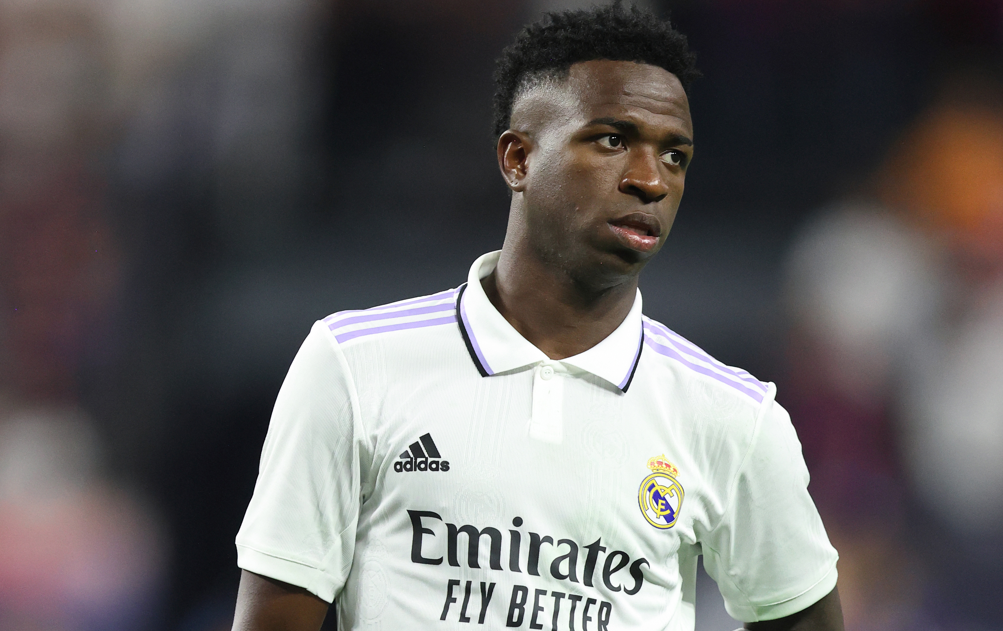 Vinicius Junior of Real Madrid during the preseason friendly match between Real Madrid and Barcelona at Allegiant Stadium on July 23, 2022 in Las Vegas, Nevada.
