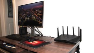 Synology RT6600ax router on a desk