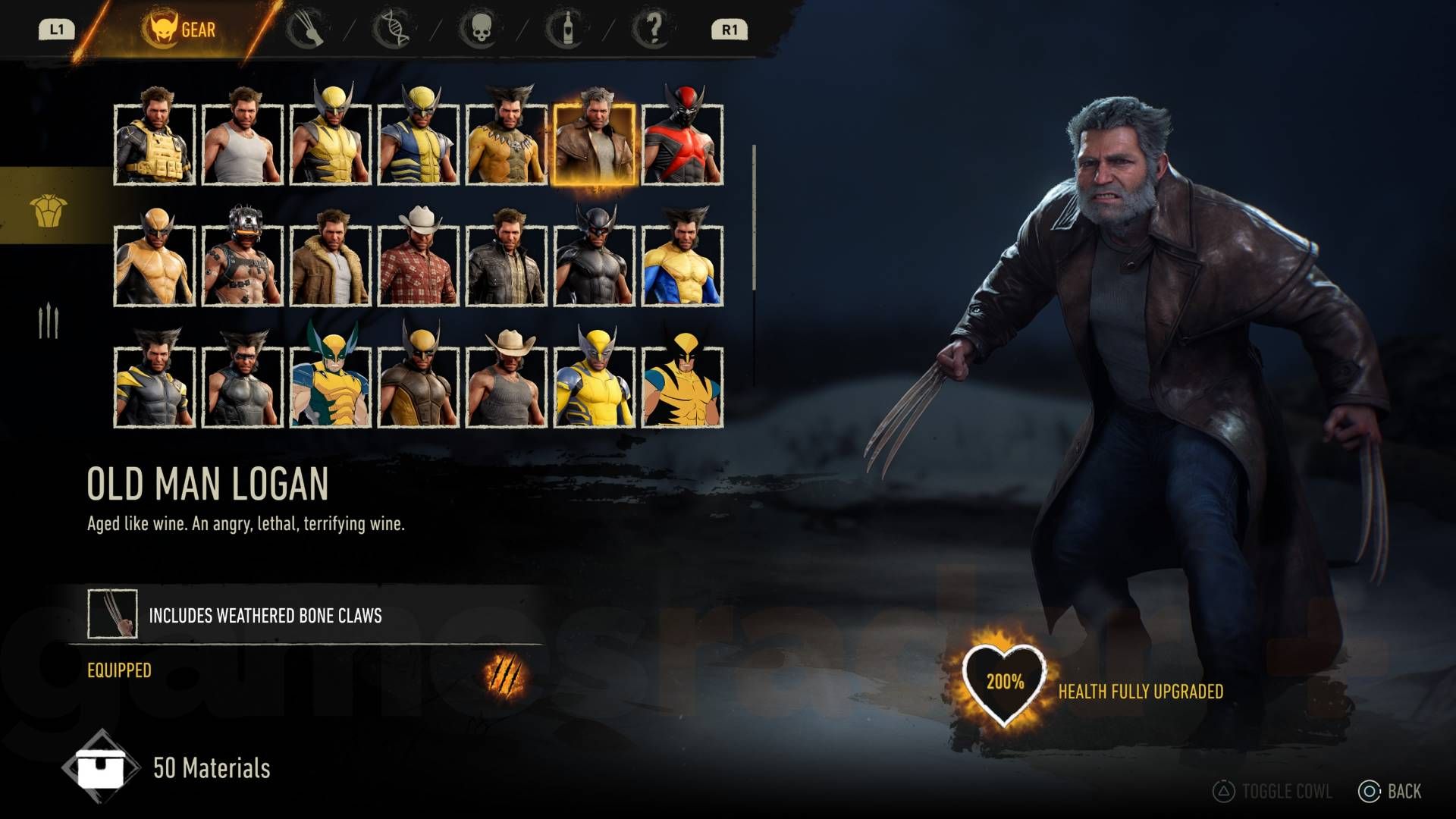 Marvel's Wolverine old man logan suit