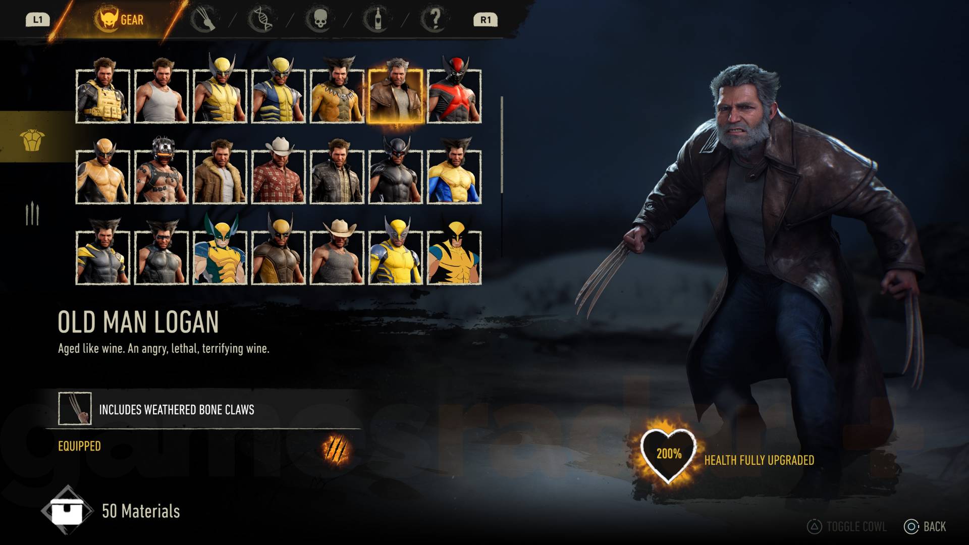 Marvel's Wolverine old man logan suit