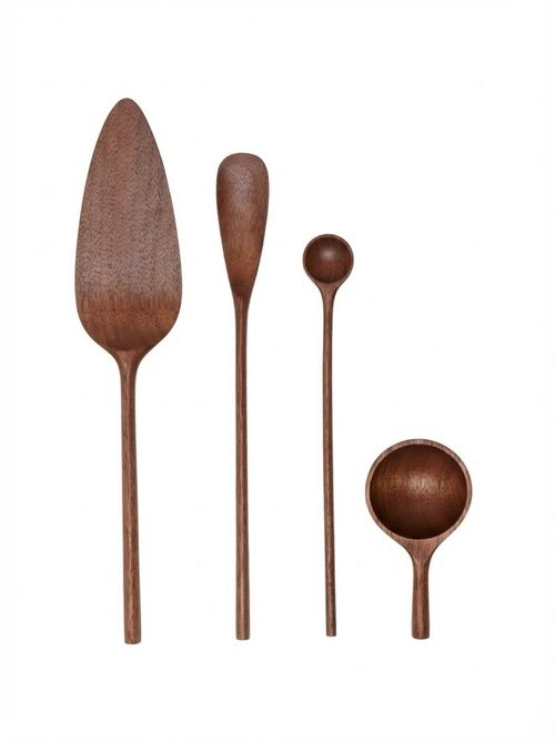 Hand-Carved Walnut Mixed Utensils (set of 4)
