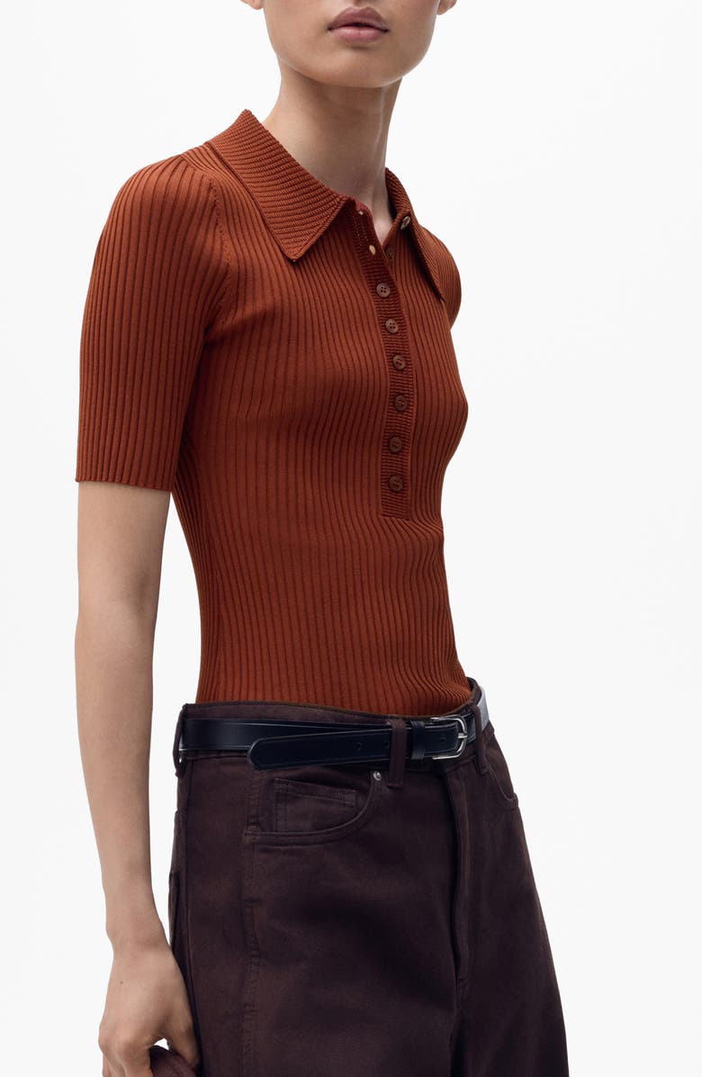 Rib Short Sleeve Polo Sweater