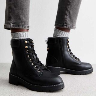 black lace up boots