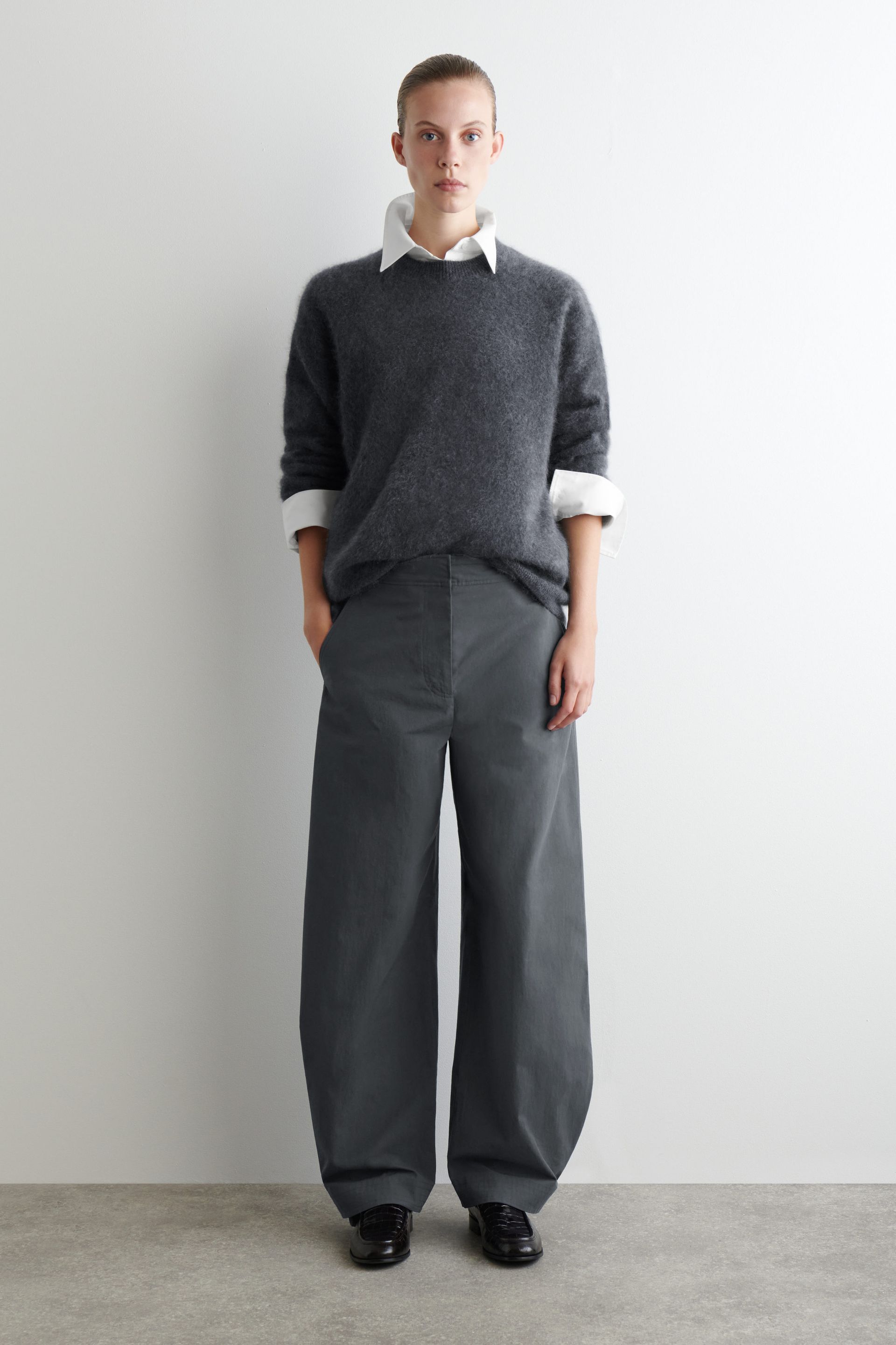 Pima Cotton Barrel-Leg Trousers