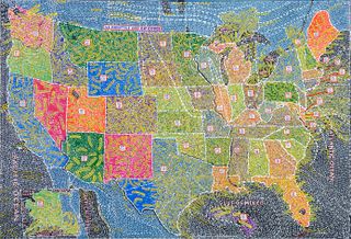 Hand-drawn map of USA counties and zip codes