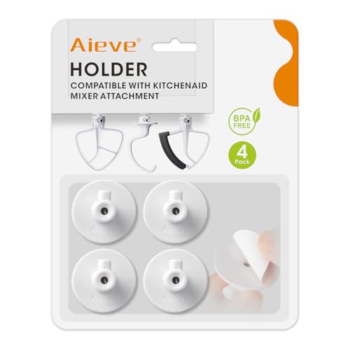 Aieve 4 Pack Stand Mixer Attachment Holders Compatible With Kitchenaid Mixer Accessories,flex Edge Beater, Flat Beater, Dough Hooks and Wire Whip Organizer