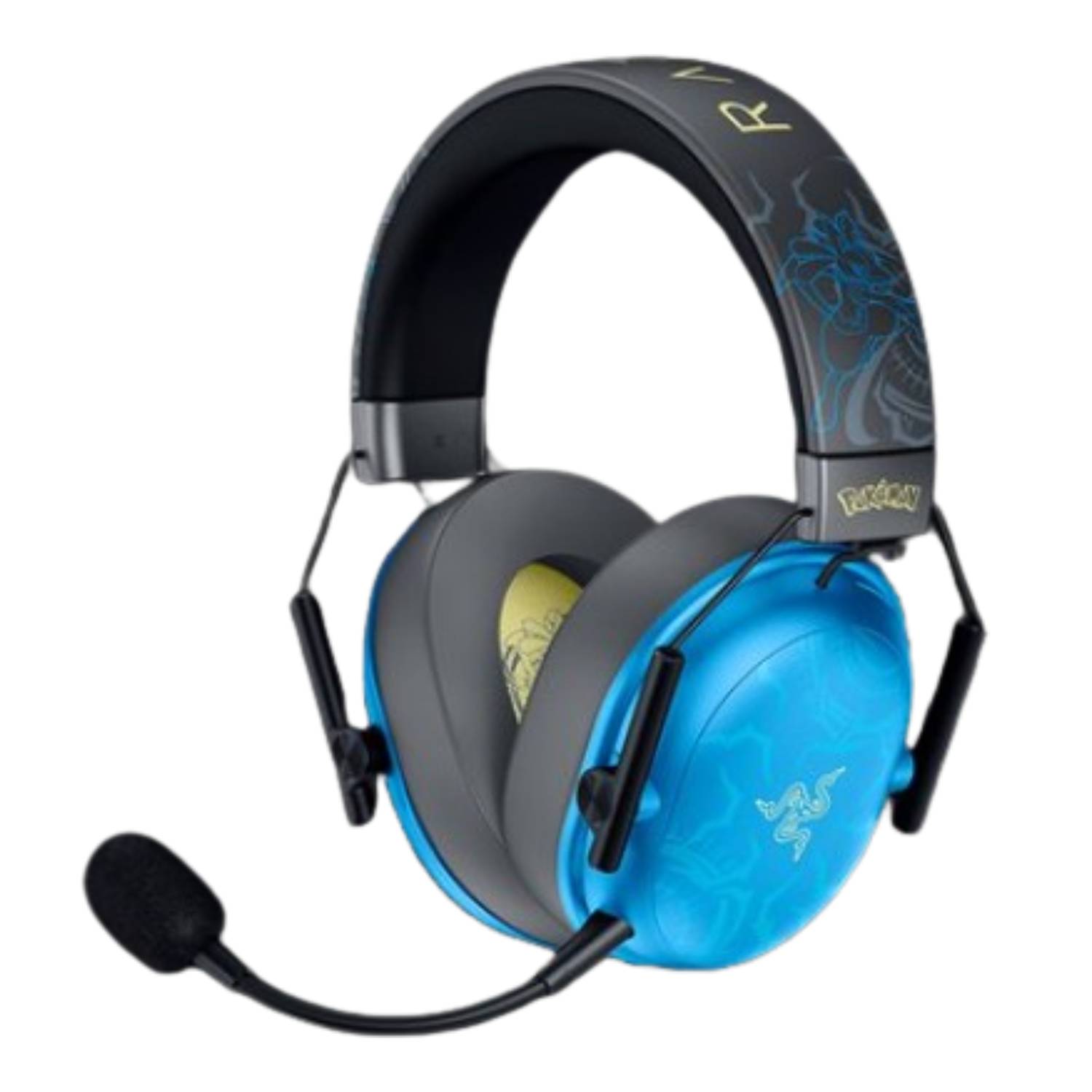 Image of the Lucario Edition Razer BlackShark V3 X HyperSpeed headset with a white background.