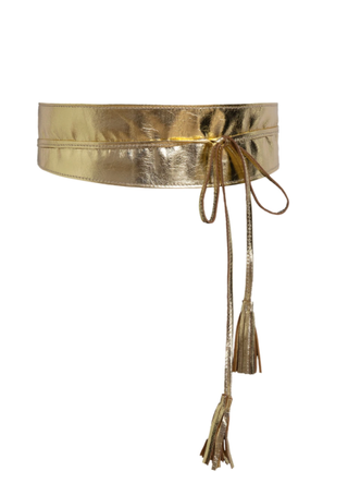 Gold Leather Belt Pom-Pom by Juan-Jo