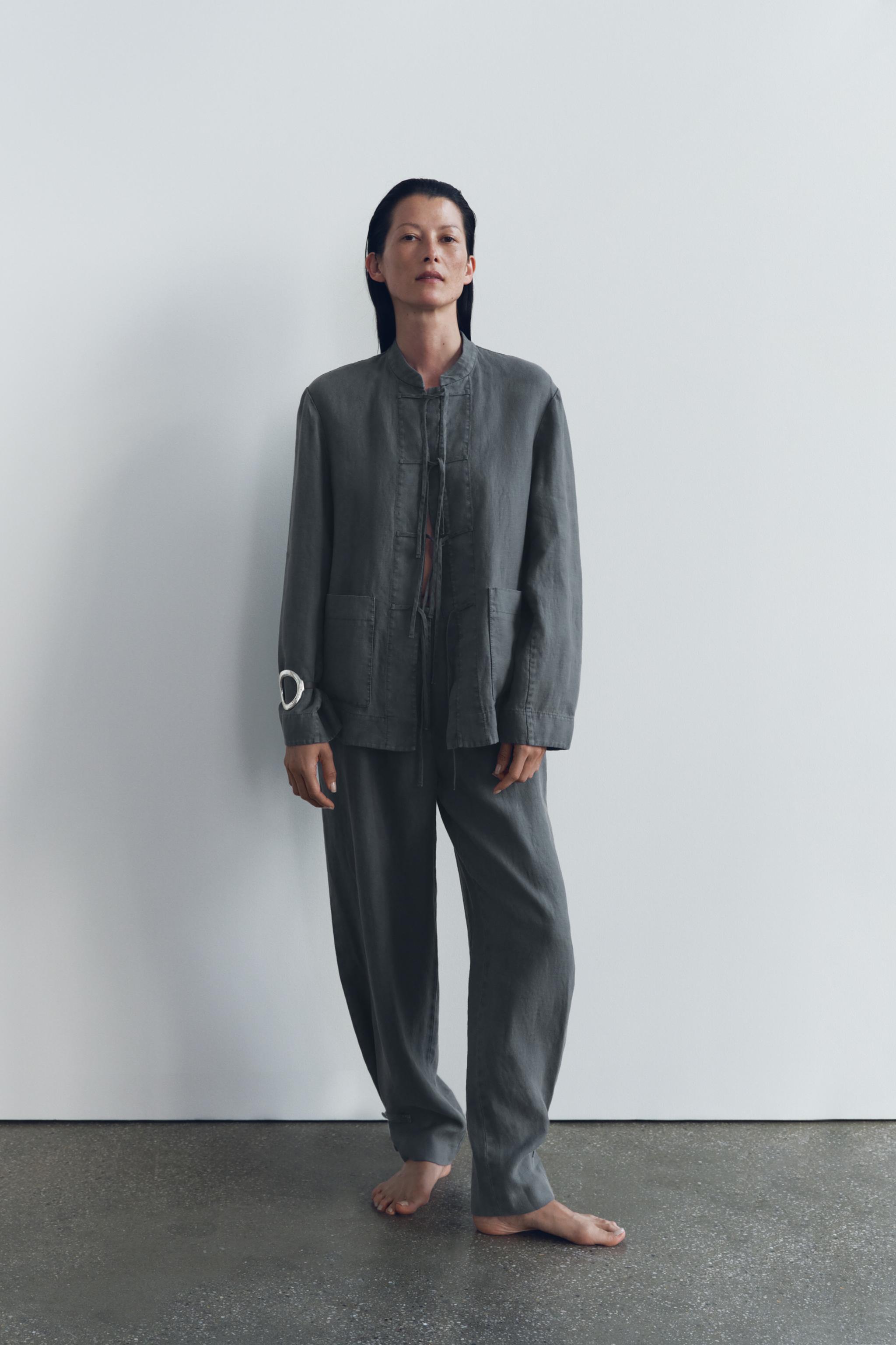 Zw Collection Linen Pleated Trousers
