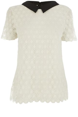 Oasis Collared Crochet Lace Tee, £35