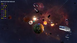 Spaceships fighting over a planet