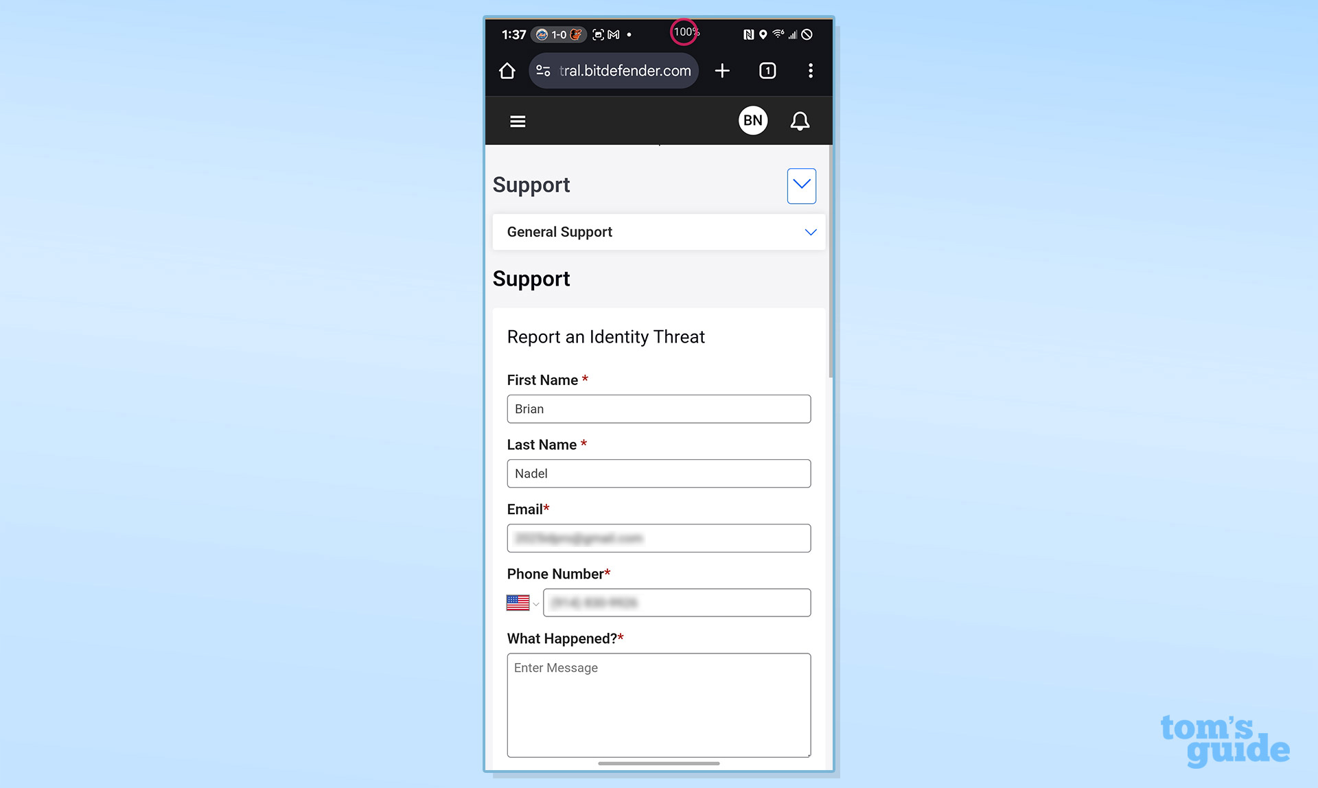 Screenshot of the Bitdefender Ultimate Security Plus Extended app