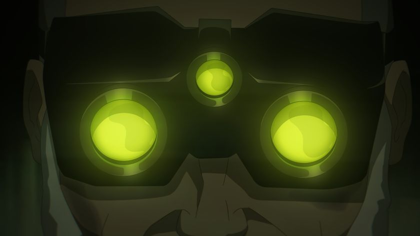 Sam Fisher (Liev Schreiber) wearing his iconic green night vision goggles in Splinter Cell: Deathwatch