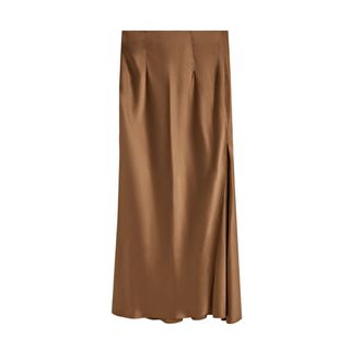 Massimo Dutti Long Satin-finish Silk Skirt