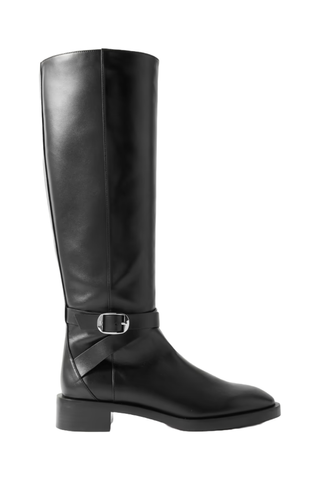 Stuart Weitzman Bella Buckled Leather Knee Boots