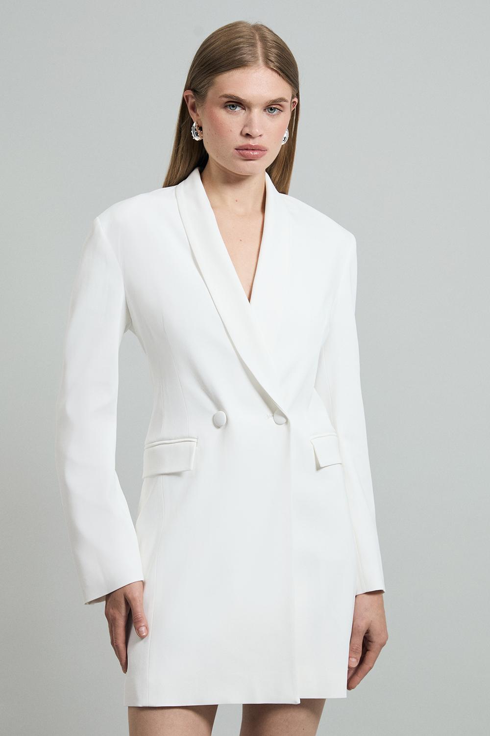 Polished Tailored Double Breasted Cinch Detail Blazer Mini Dress