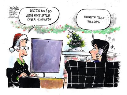 Editorial cartoon cyber Monday